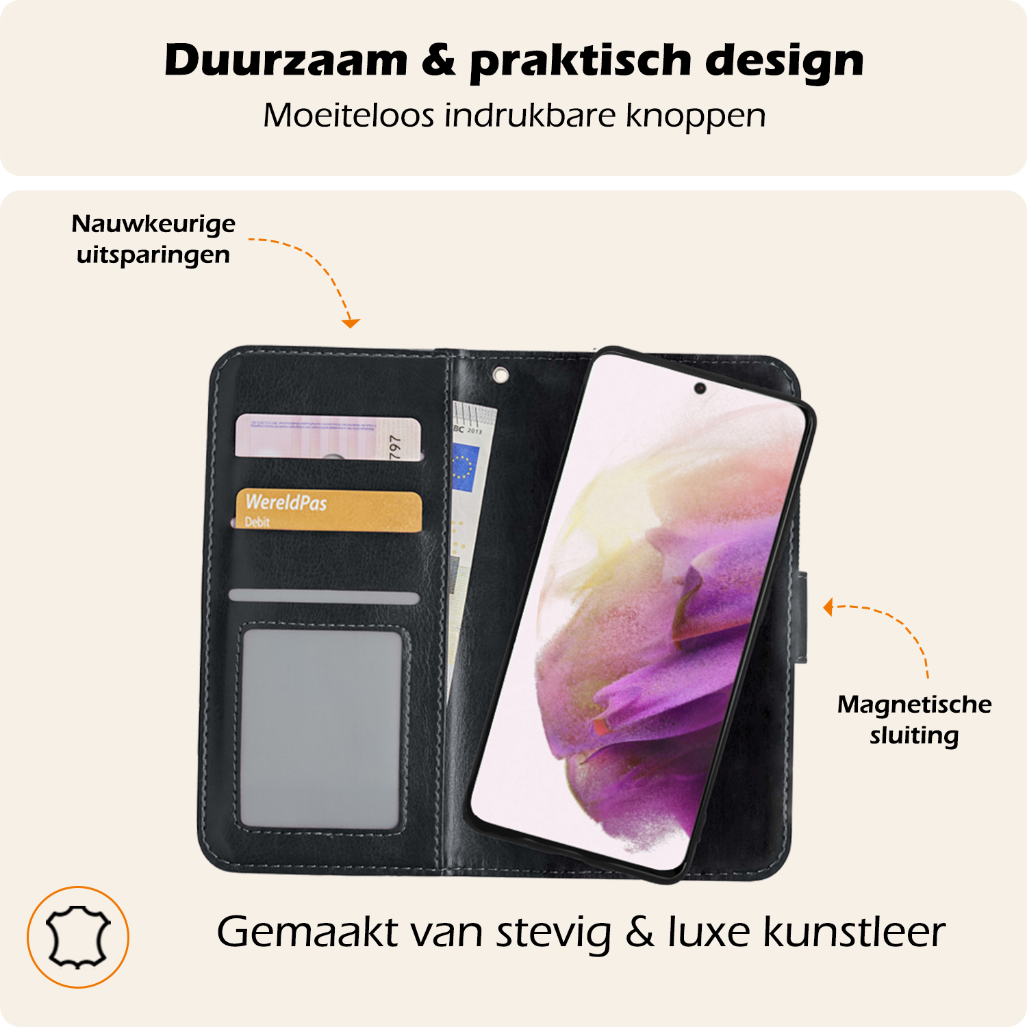 Nomfy Hoesje Geschikt voor <model> Hoesje 2-in-1 Bookcase Hoes Case Uitneembaar Met 2x Screenprotector - Hoes Geschikt voor <model2> Hoes Cover - <color>