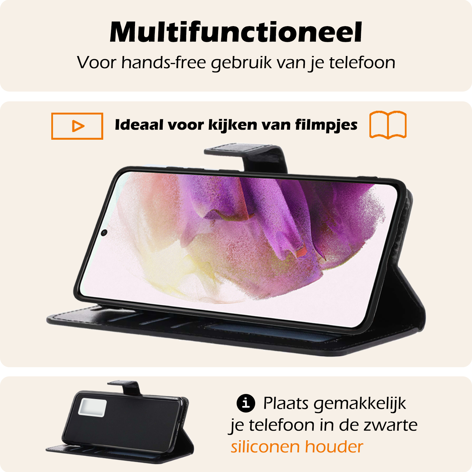 Nomfy Hoesje Geschikt voor <model> Hoesje 2-in-1 Bookcase Hoes Case Uitneembaar - Hoes Geschikt voor <model2> Hoes Cover - <color>