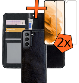 Nomfy Nomfy Samsung Galaxy S21 Plus Hoesje Bookcase Uitneembaar Met 2x Screenprotector - Zwart