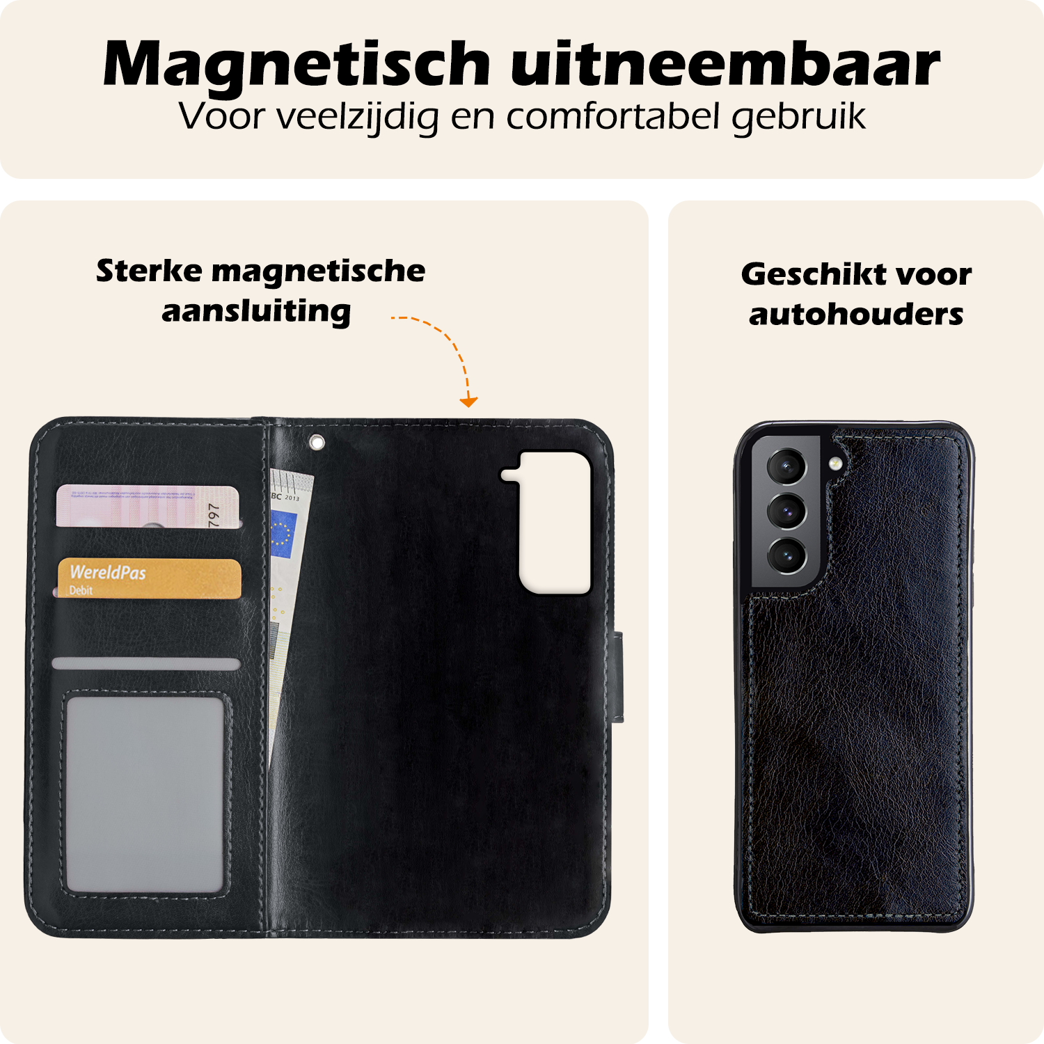 Nomfy Hoesje Geschikt voor <model> Hoesje 2-in-1 Bookcase Hoes Case Uitneembaar Met 2x Screenprotector - Hoes Geschikt voor <model2> Hoes Cover - <color>