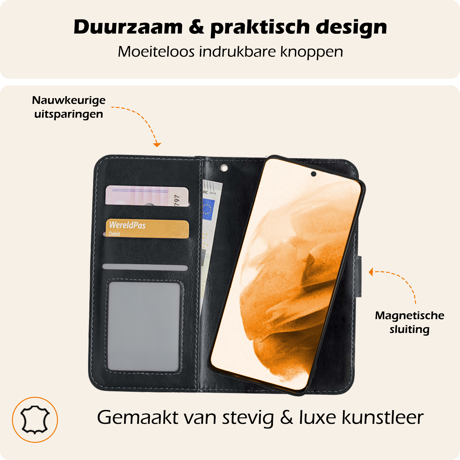 Nomfy Hoesje Geschikt voor <model> Hoesje 2-in-1 Bookcase Hoes Case Uitneembaar Met Screenprotector - Hoes Geschikt voor <model2> Hoes Cover - <color>