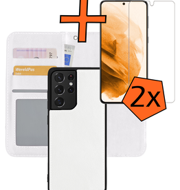Nomfy Nomfy Samsung Galaxy S21 Ultra Hoesje Bookcase Uitneembaar Met 2x Screenprotector - Wit