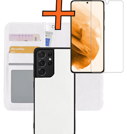 Nomfy Nomfy Samsung Galaxy S21 Ultra Hoesje Bookcase Uitneembaar Met Screenprotector - Wit