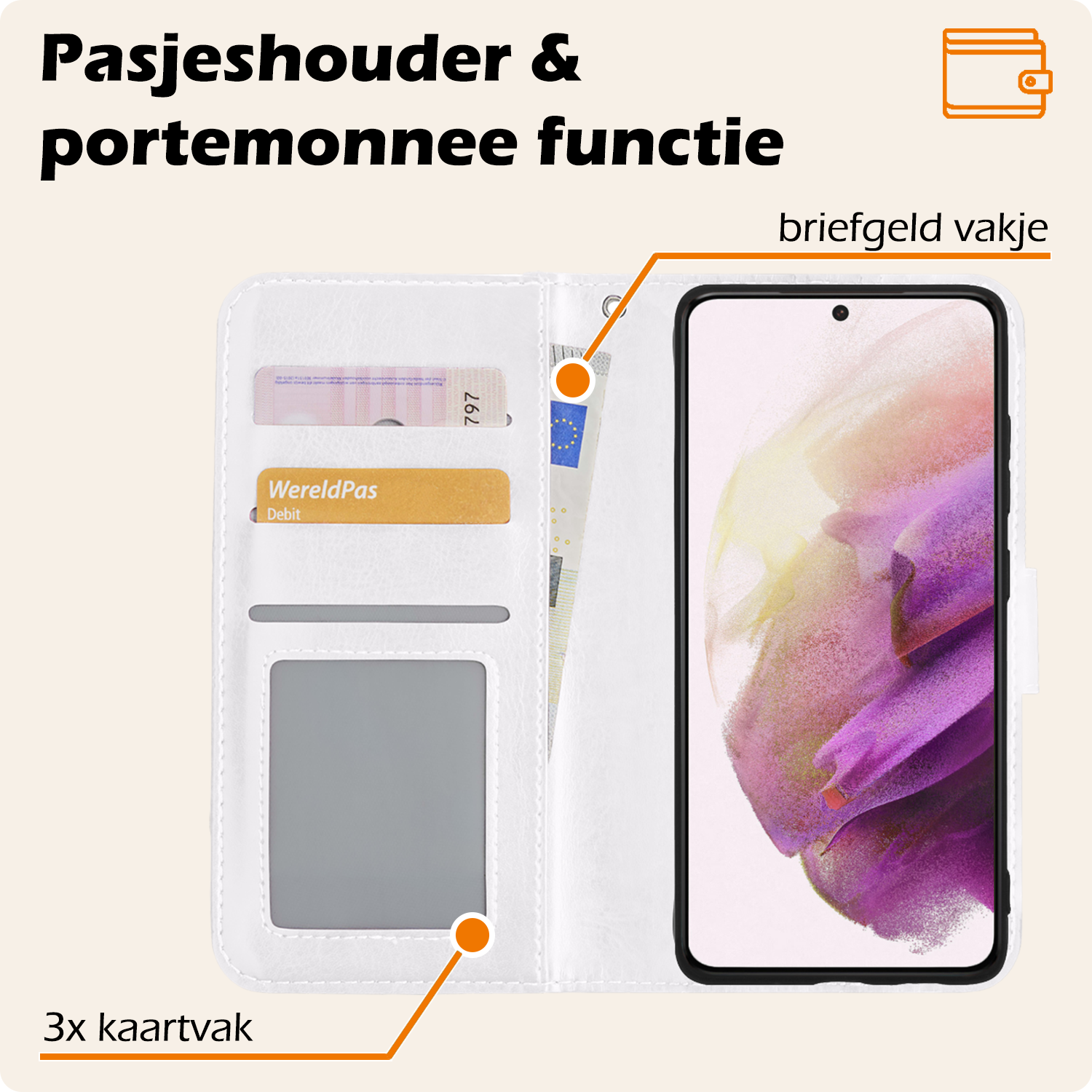 Nomfy Hoesje Geschikt voor <model> Hoesje 2-in-1 Bookcase Hoes Case Uitneembaar Met Screenprotector - Hoes Geschikt voor <model2> Hoes Cover - <color>