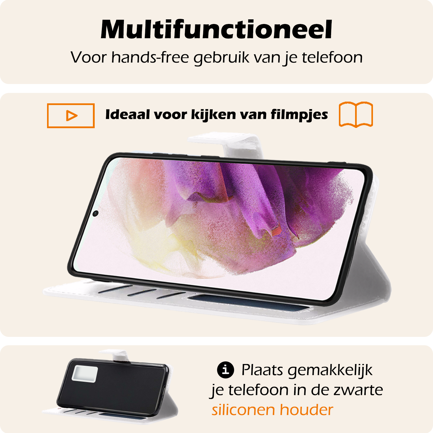 Nomfy Hoesje Geschikt voor <model> Hoesje 2-in-1 Bookcase Hoes Case Uitneembaar - Hoes Geschikt voor <model2> Hoes Cover - <color>