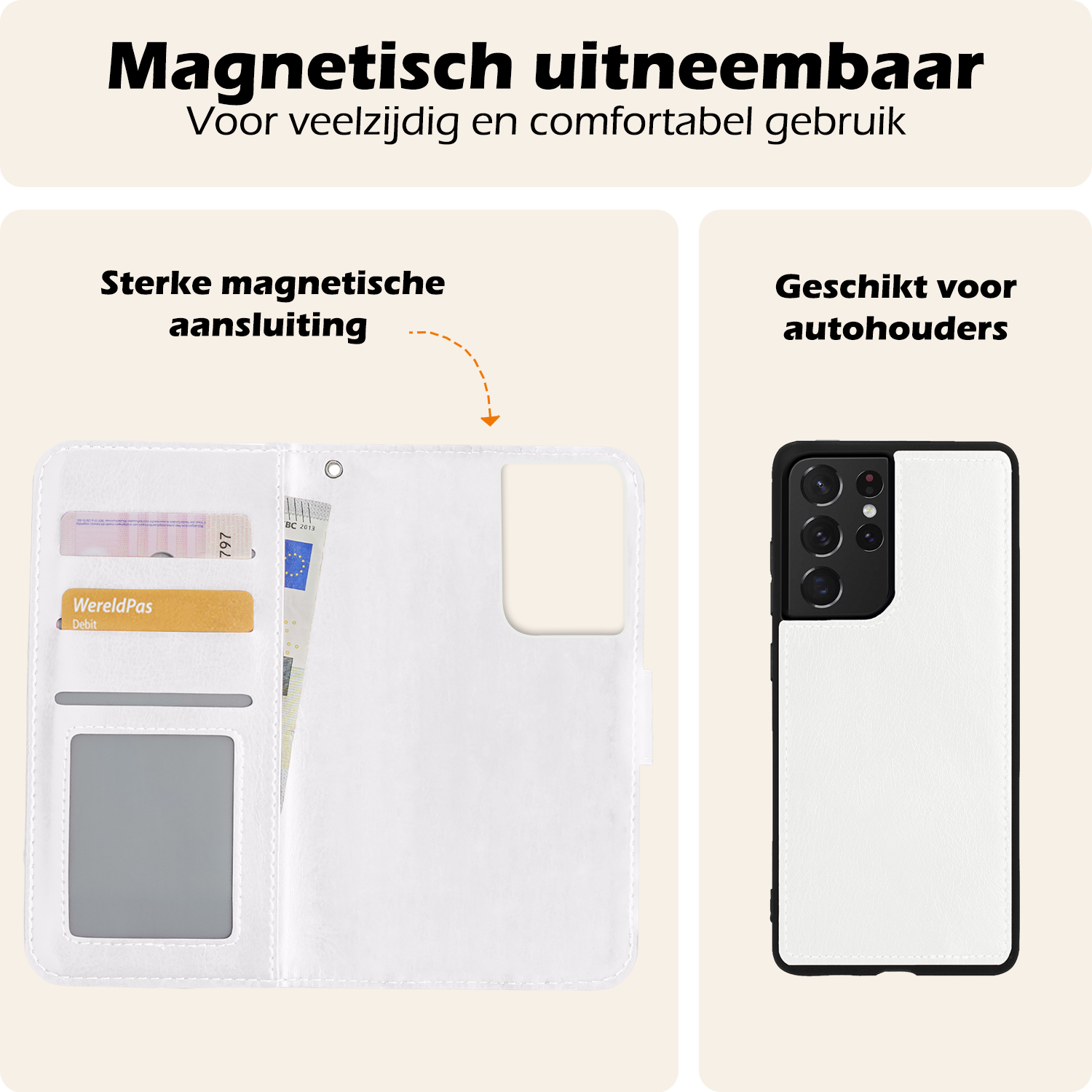 Nomfy Hoesje Geschikt voor <model> Hoesje 2-in-1 Bookcase Hoes Case Uitneembaar Met Screenprotector - Hoes Geschikt voor <model2> Hoes Cover - <color>