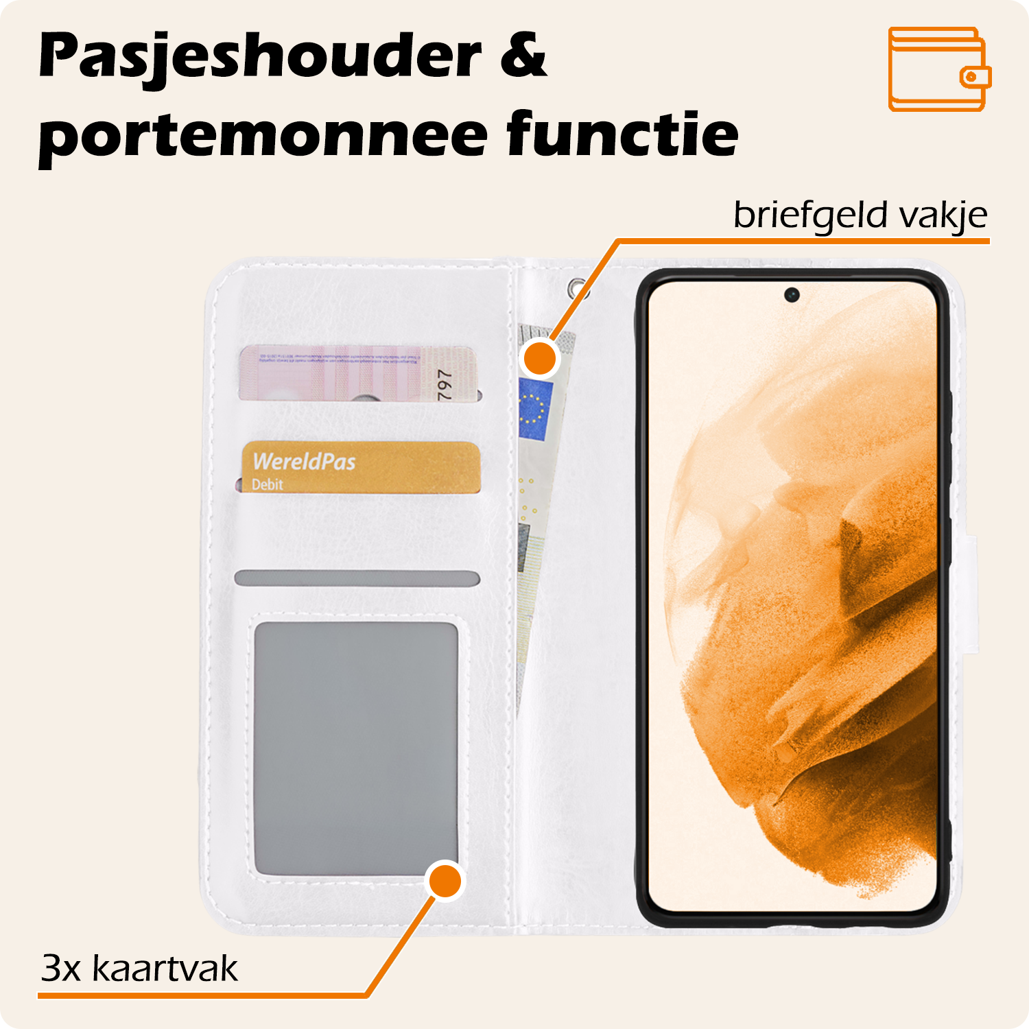 Nomfy Hoesje Geschikt voor <model> Hoesje 2-in-1 Bookcase Hoes Case Uitneembaar Met 2x Screenprotector - Hoes Geschikt voor <model2> Hoes Cover - <color>