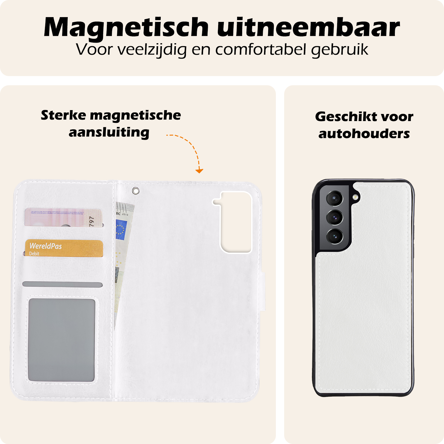 Nomfy Hoesje Geschikt voor <model> Hoesje 2-in-1 Bookcase Hoes Case Uitneembaar Met 2x Screenprotector - Hoes Geschikt voor <model2> Hoes Cover - <color>