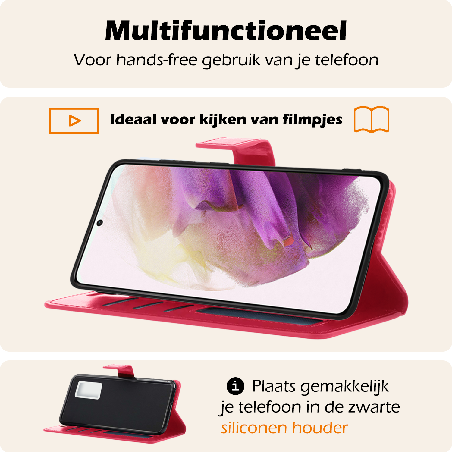 Nomfy Hoesje Geschikt voor <model> Hoesje 2-in-1 Bookcase Hoes Case Uitneembaar Met Screenprotector - Hoes Geschikt voor <model2> Hoes Cover - <color>