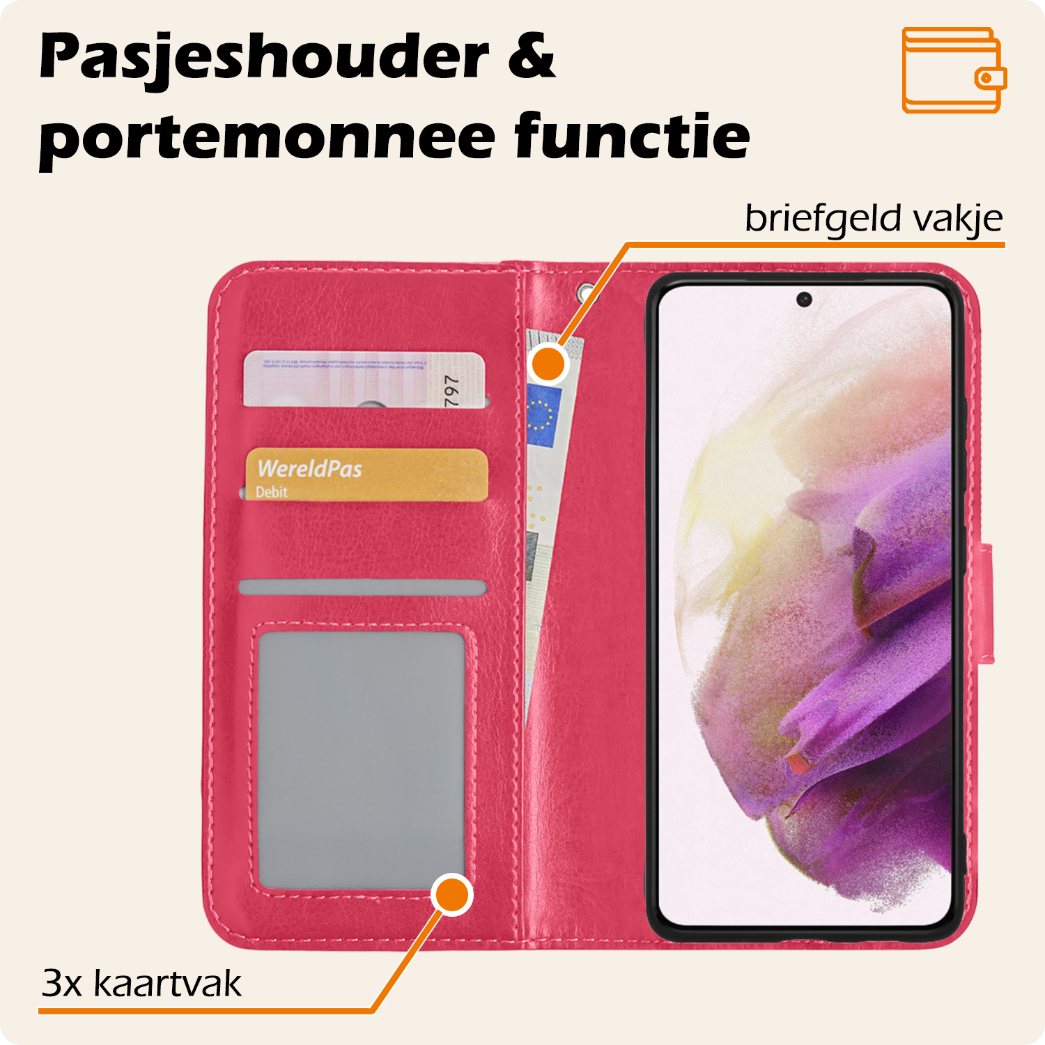 Nomfy Hoesje Geschikt voor <model> Hoesje 2-in-1 Bookcase Hoes Case Uitneembaar Met 2x Screenprotector - Hoes Geschikt voor <model2> Hoes Cover - <color>