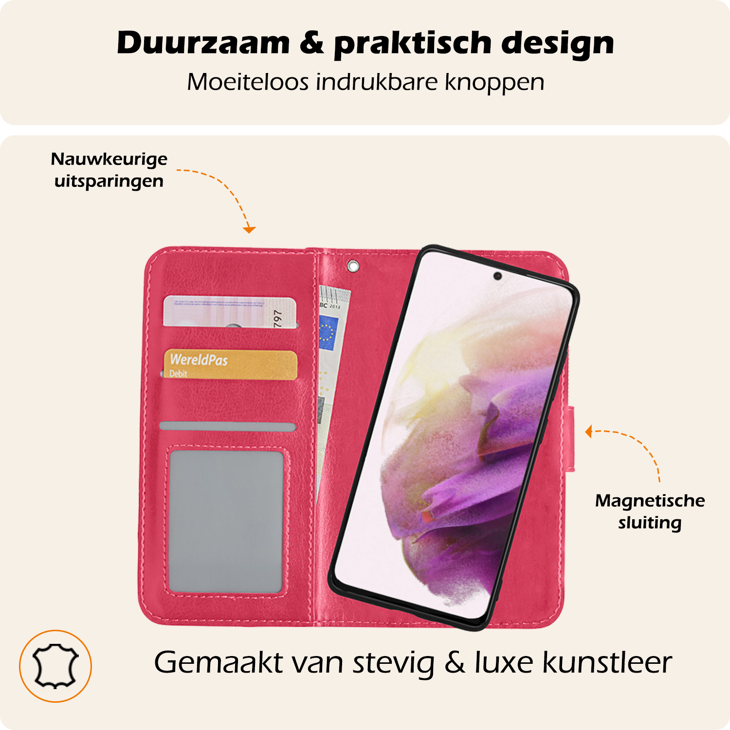 Nomfy Hoesje Geschikt voor <model> Hoesje 2-in-1 Bookcase Hoes Case Uitneembaar Met 2x Screenprotector - Hoes Geschikt voor <model2> Hoes Cover - <color>