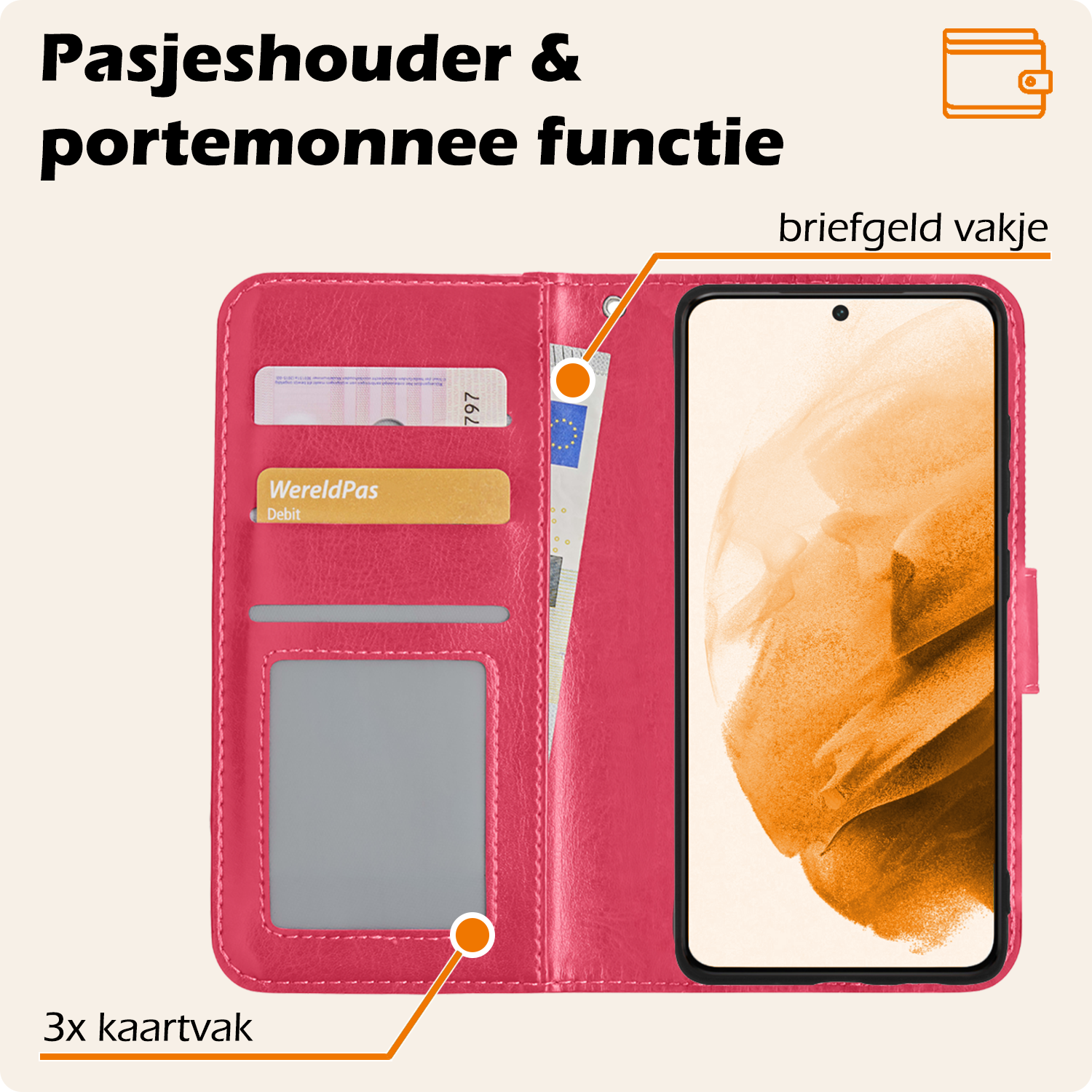 Nomfy Hoesje Geschikt voor <model> Hoesje 2-in-1 Bookcase Hoes Case Uitneembaar - Hoes Geschikt voor <model2> Hoes Cover - <color>