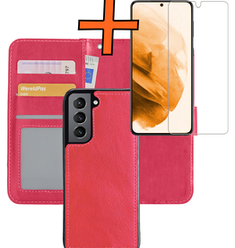Nomfy Nomfy Samsung Galaxy S21 Hoesje Bookcase Uitneembaar Met Screenprotector - Donkerroze