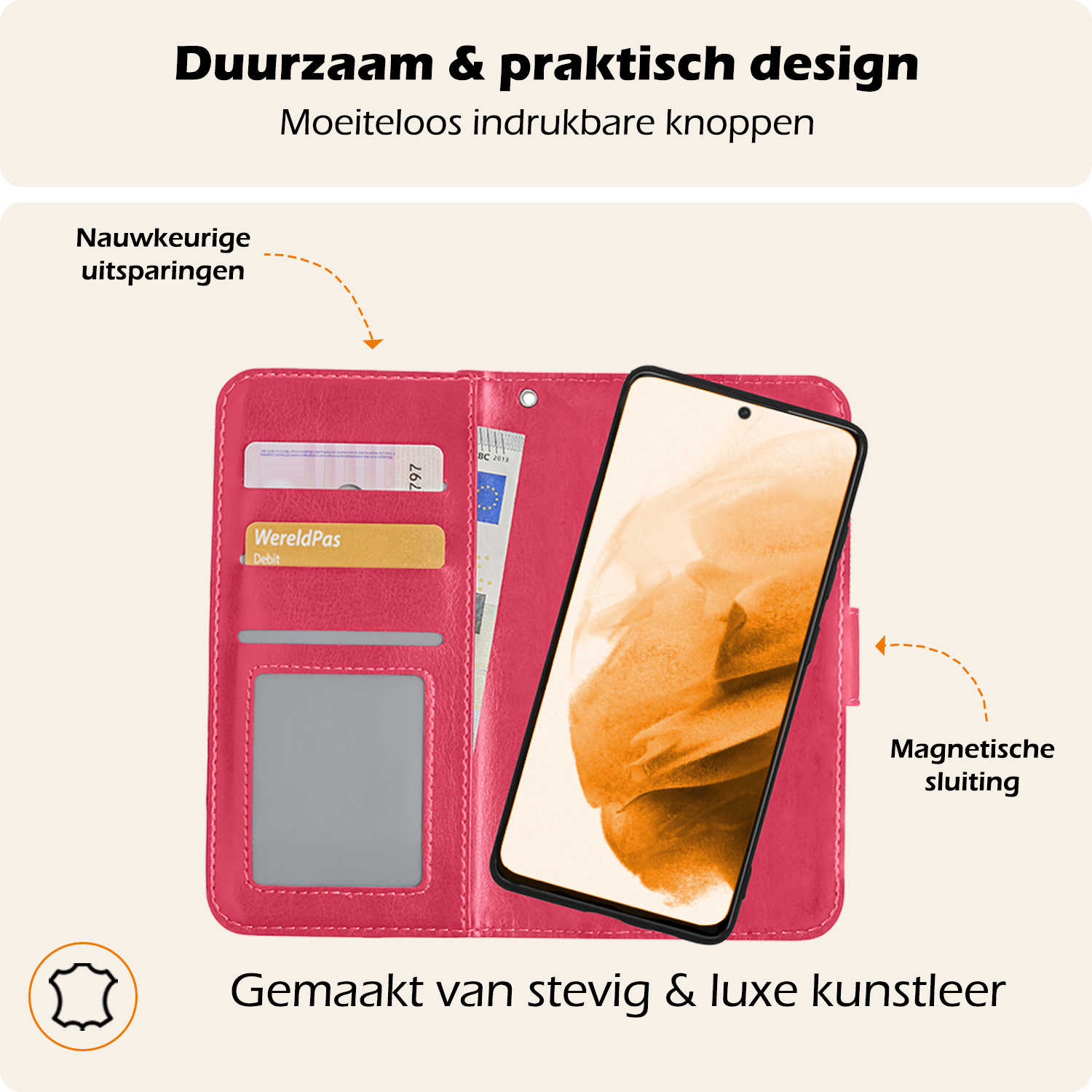 Nomfy Hoesje Geschikt voor <model> Hoesje 2-in-1 Bookcase Hoes Case Uitneembaar Met 2x Screenprotector - Hoes Geschikt voor <model2> Hoes Cover - <color>