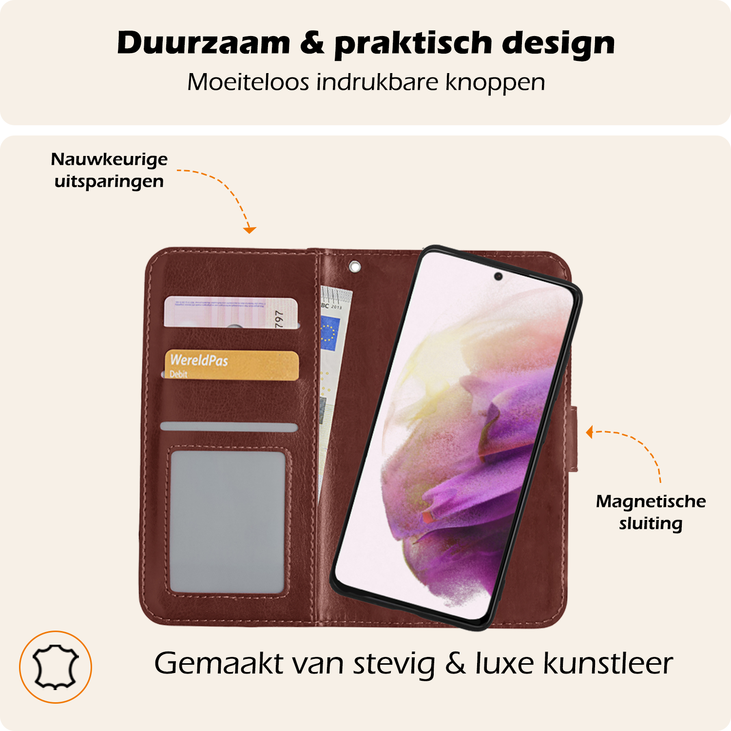 Nomfy Hoesje Geschikt voor <model> Hoesje 2-in-1 Bookcase Hoes Case Uitneembaar Met 2x Screenprotector - Hoes Geschikt voor <model2> Hoes Cover - <color>