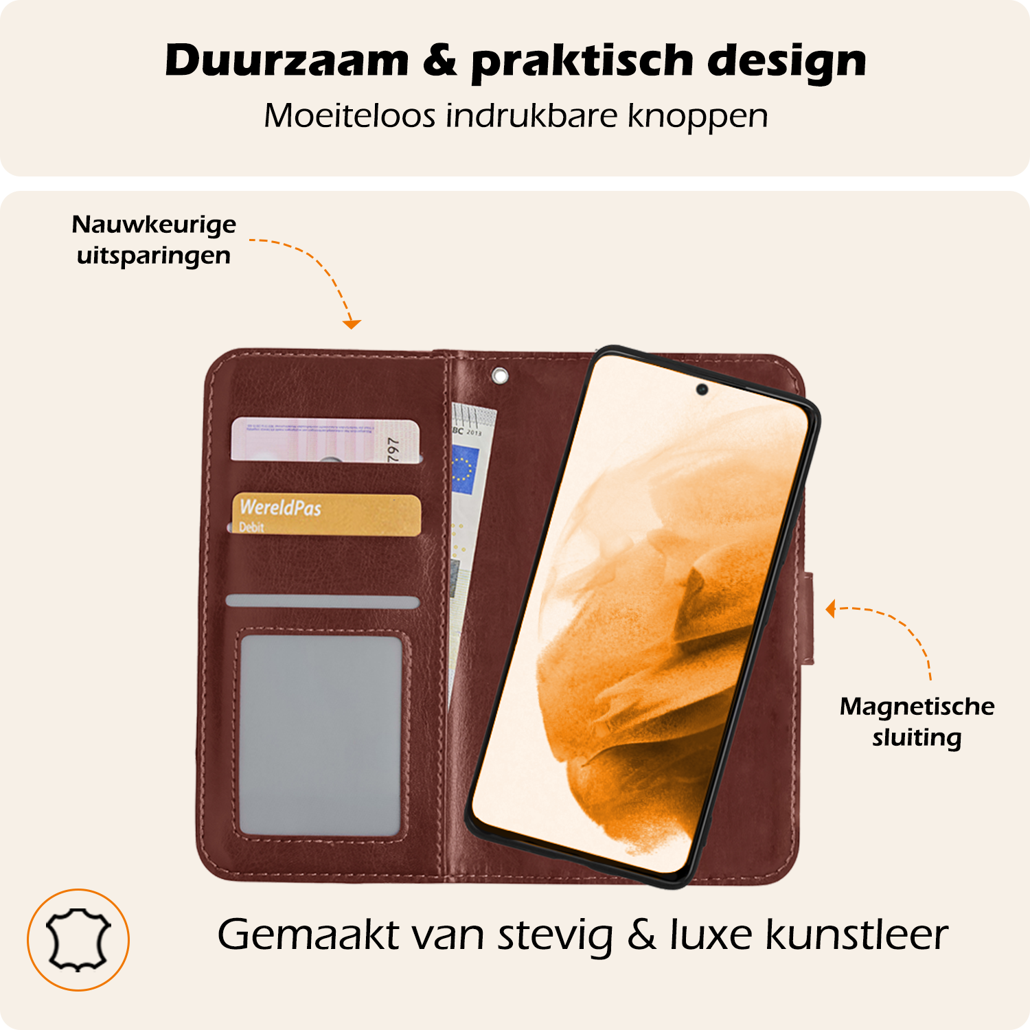 Nomfy Hoesje Geschikt voor <model> Hoesje 2-in-1 Bookcase Hoes Case Uitneembaar Met 2x Screenprotector - Hoes Geschikt voor <model2> Hoes Cover - <color>
