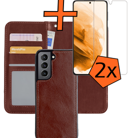 Nomfy Nomfy Samsung Galaxy S21 Hoesje Bookcase Uitneembaar Met 2x Screenprotector - Bruin