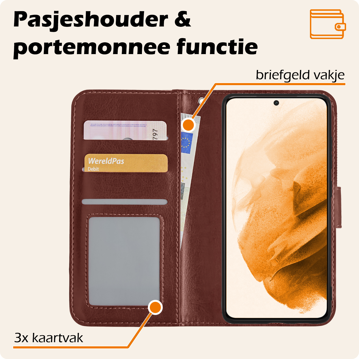 Nomfy Hoesje Geschikt voor <model> Hoesje 2-in-1 Bookcase Hoes Case Uitneembaar - Hoes Geschikt voor <model2> Hoes Cover - <color>