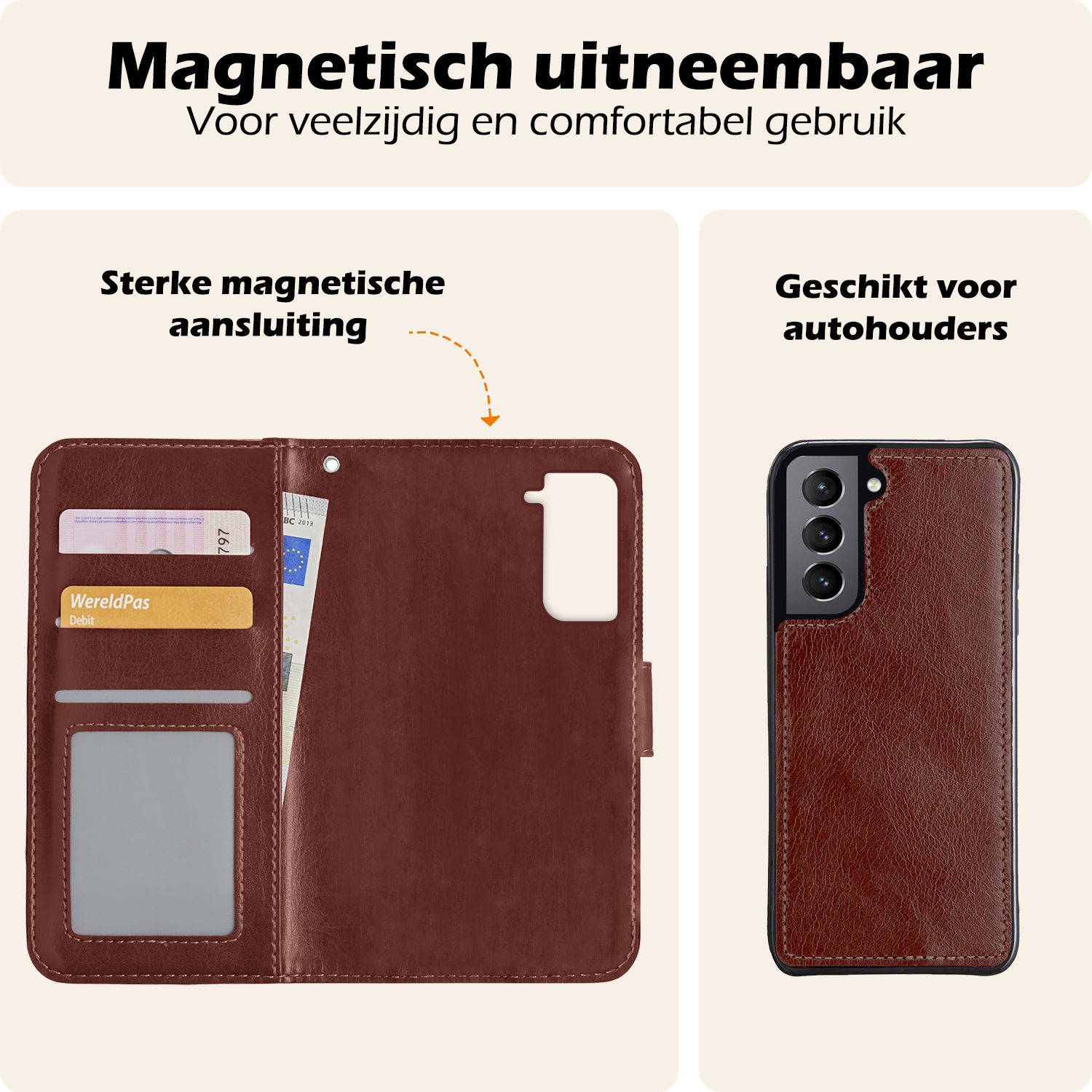 Nomfy Hoesje Geschikt voor <model> Hoesje 2-in-1 Bookcase Hoes Case Uitneembaar - Hoes Geschikt voor <model2> Hoes Cover - <color>