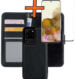Nomfy Nomfy Samsung Galaxy S20 Ultra Hoesje Bookcase Uitneembaar Met Screenprotector - Zwart