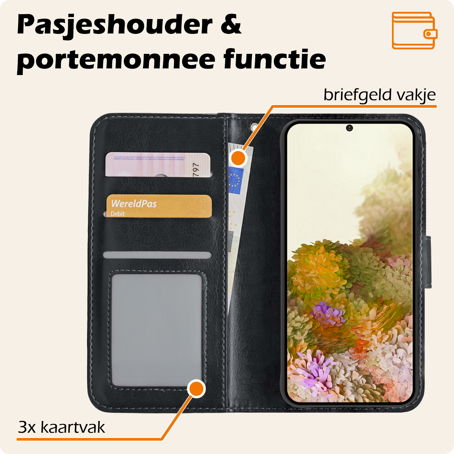 Nomfy Hoesje Geschikt voor <model> Hoesje 2-in-1 Bookcase Hoes Case Uitneembaar Met 2x Screenprotector - Hoes Geschikt voor <model2> Hoes Cover - <color>