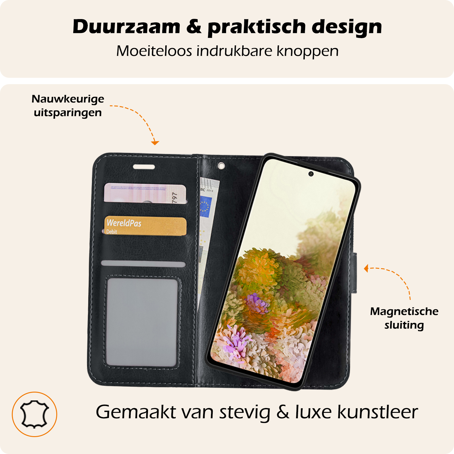 Nomfy Hoesje Geschikt voor <model> Hoesje 2-in-1 Bookcase Hoes Case Uitneembaar Met 2x Screenprotector - Hoes Geschikt voor <model2> Hoes Cover - <color>