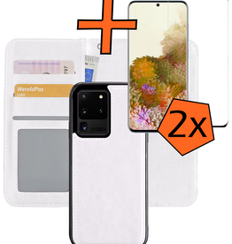 Nomfy Nomfy Samsung Galaxy S20 Ultra Hoesje Bookcase Uitneembaar Met 2x Screenprotector - Wit