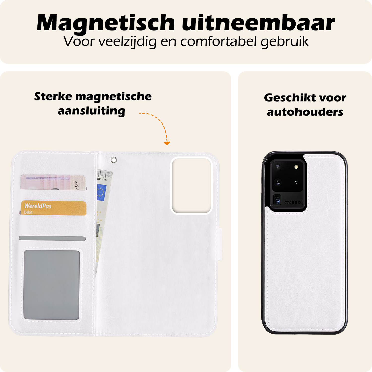 Nomfy Hoesje Geschikt voor <model> Hoesje 2-in-1 Bookcase Hoes Case Uitneembaar Met Screenprotector - Hoes Geschikt voor <model2> Hoes Cover - <color>