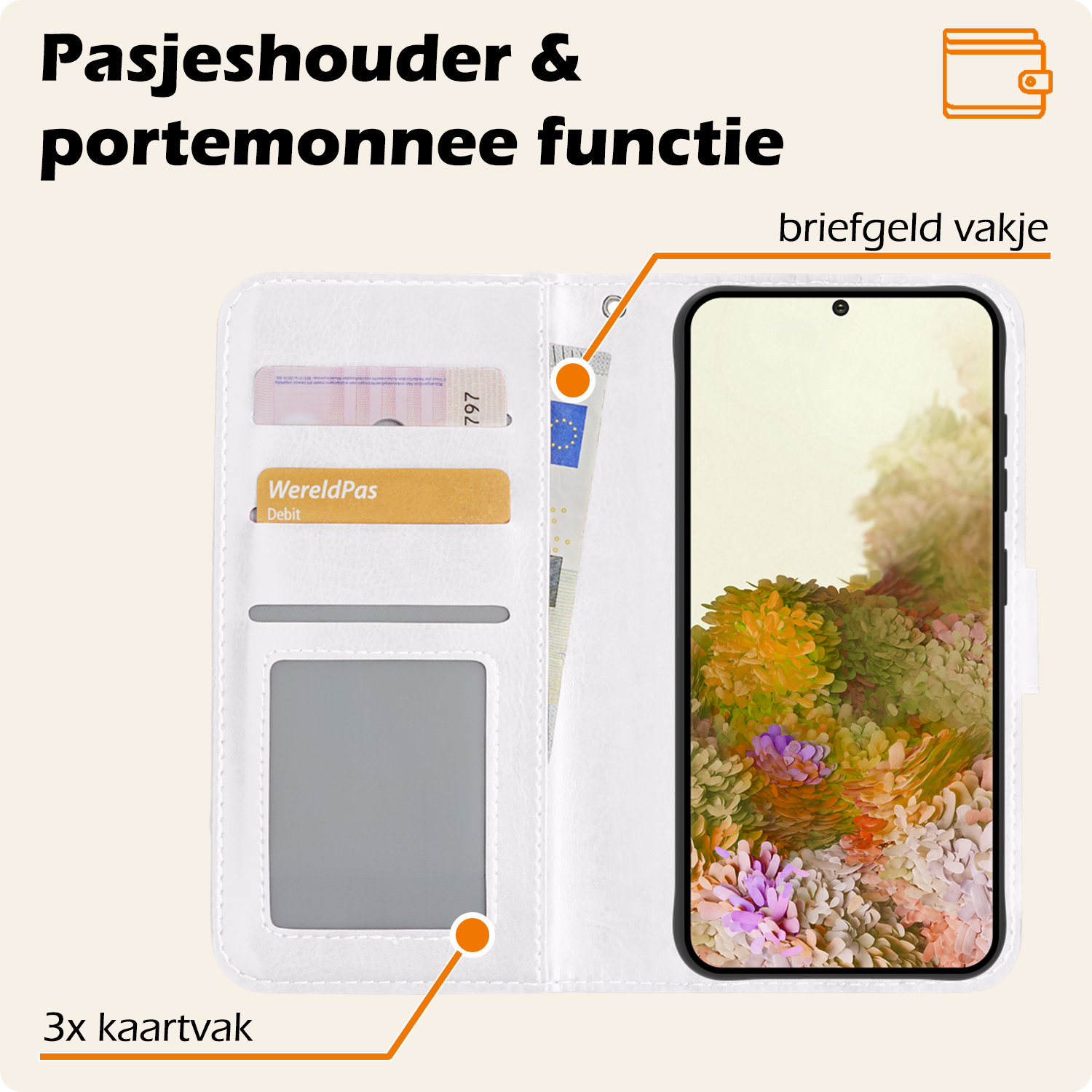 Nomfy Hoesje Geschikt voor <model> Hoesje 2-in-1 Bookcase Hoes Case Uitneembaar Met 2x Screenprotector - Hoes Geschikt voor <model2> Hoes Cover - <color>