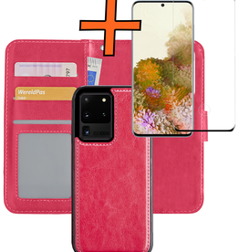 Nomfy Nomfy Samsung Galaxy S20 Ultra Hoesje Bookcase Uitneembaar Met Screenprotector - Donkerroze