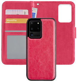 Nomfy Nomfy Samsung Galaxy S20 Ultra Hoesje Bookcase Uitneembaar - Donkerroze