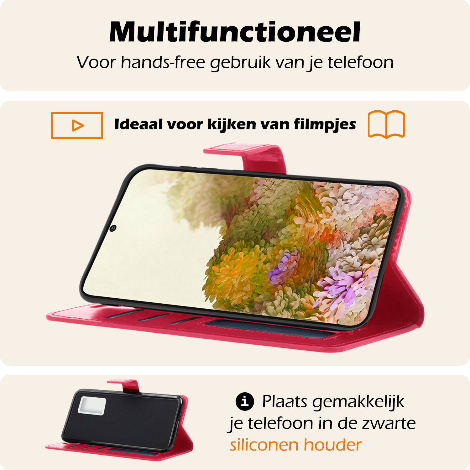 Nomfy Hoesje Geschikt voor <model> Hoesje 2-in-1 Bookcase Hoes Case Uitneembaar Met 2x Screenprotector - Hoes Geschikt voor <model2> Hoes Cover - <color>