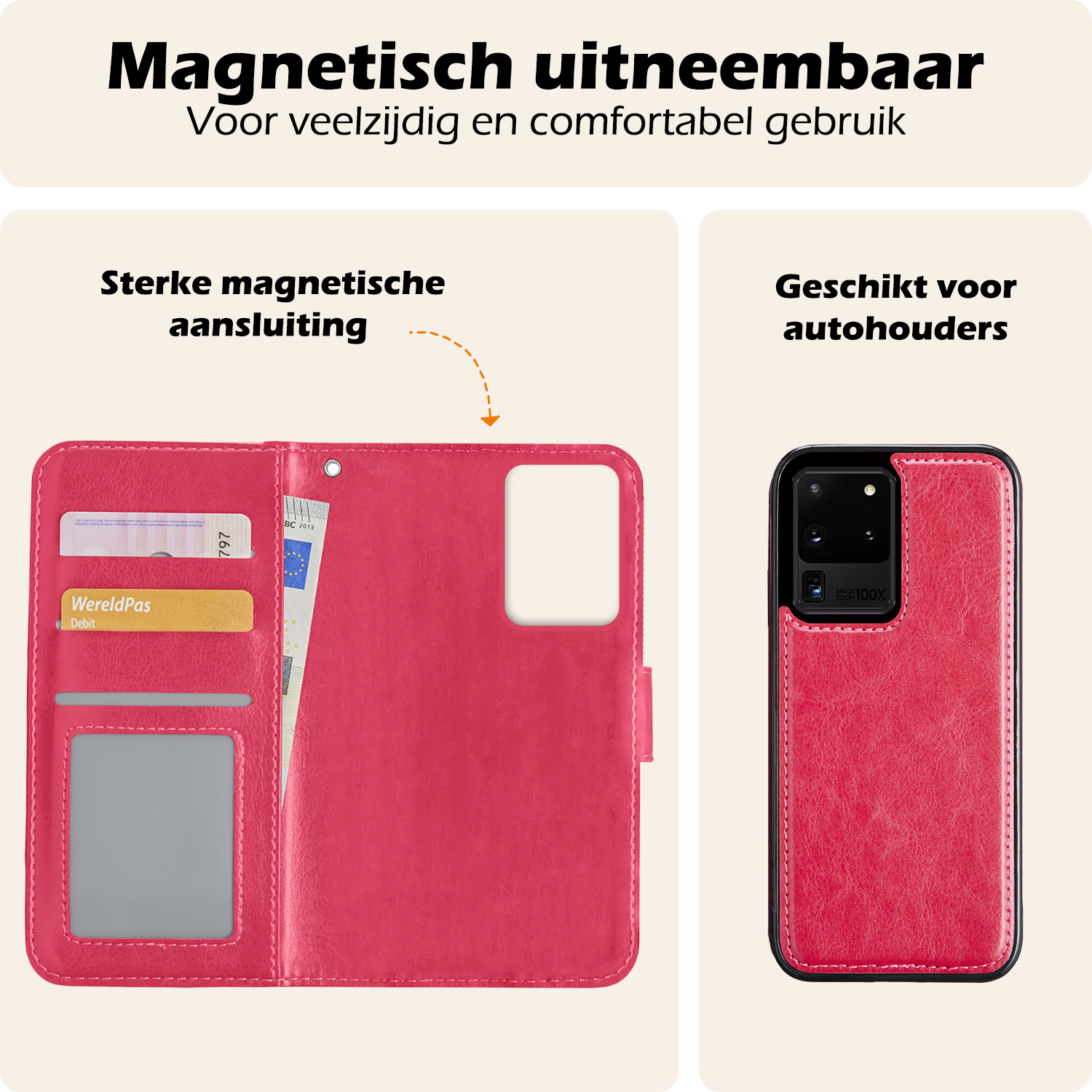 Nomfy Hoesje Geschikt voor <model> Hoesje 2-in-1 Bookcase Hoes Case Uitneembaar Met 2x Screenprotector - Hoes Geschikt voor <model2> Hoes Cover - <color>