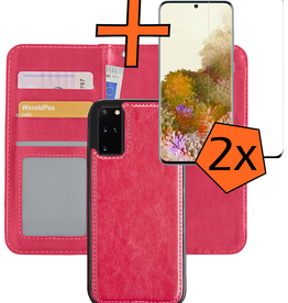 Nomfy Nomfy Samsung Galaxy S20 Plus Hoesje Bookcase Uitneembaar Met 2x Screenprotector - Donkerroze