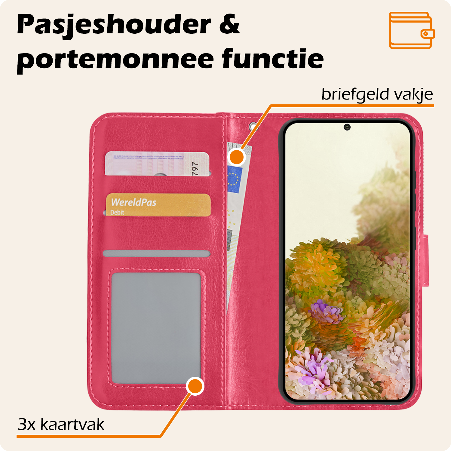 Nomfy Hoesje Geschikt voor <model> Hoesje 2-in-1 Bookcase Hoes Case Uitneembaar Met 2x Screenprotector - Hoes Geschikt voor <model2> Hoes Cover - <color>