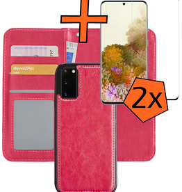 Nomfy Nomfy Samsung Galaxy S20 Hoesje Bookcase Uitneembaar Met 2x Screenprotector - Donkerroze