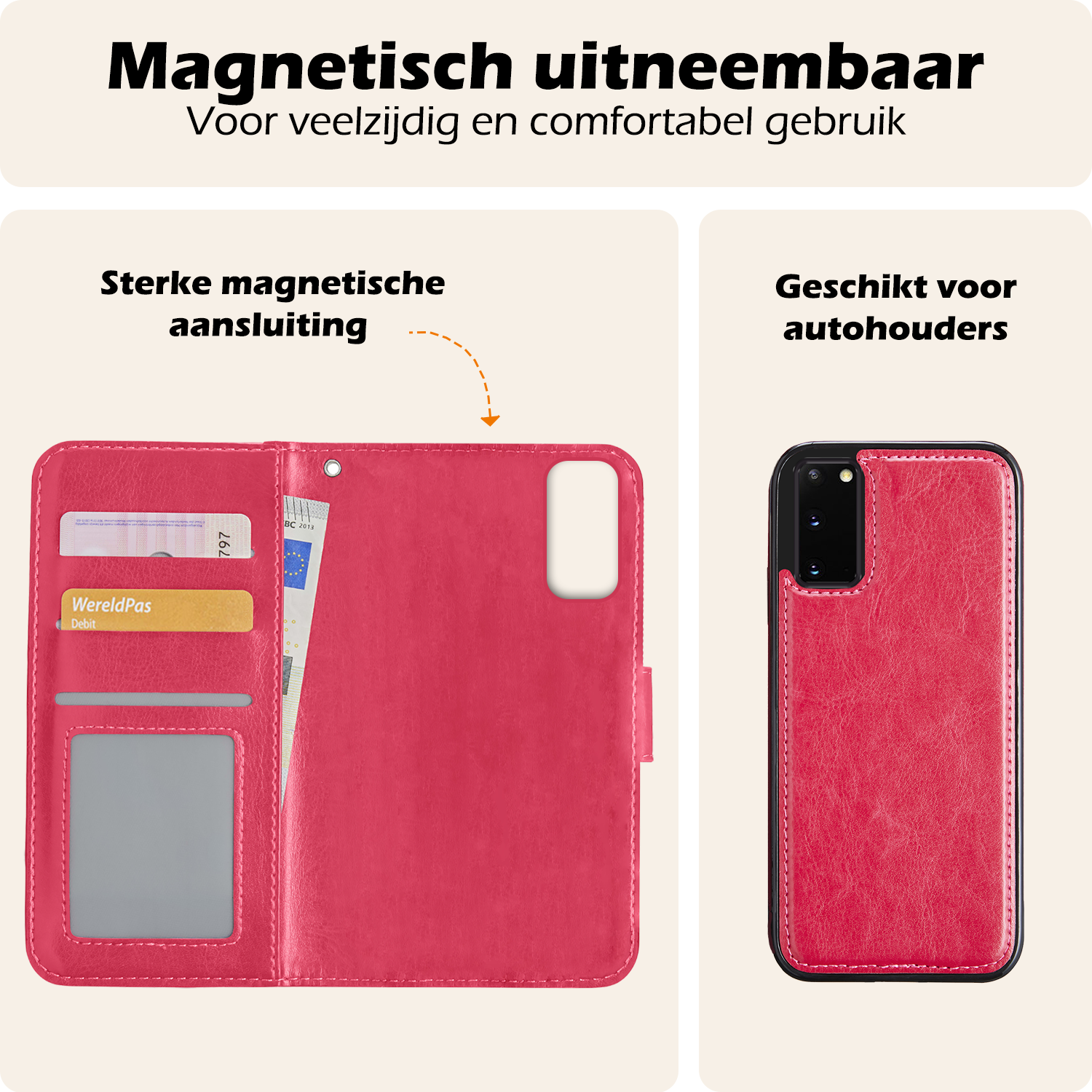 Nomfy Hoesje Geschikt voor <model> Hoesje 2-in-1 Bookcase Hoes Case Uitneembaar - Hoes Geschikt voor <model2> Hoes Cover - <color>