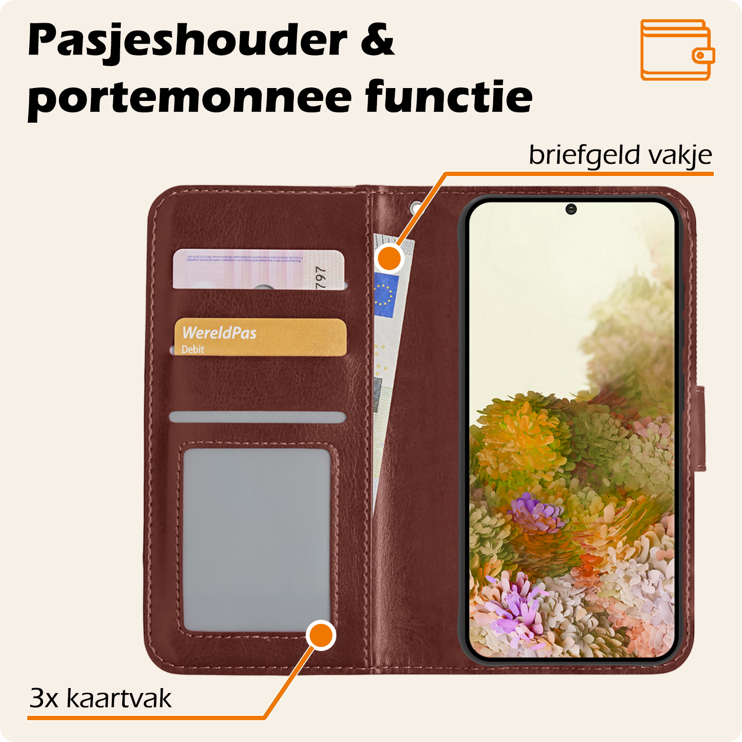 Nomfy Hoesje Geschikt voor <model> Hoesje 2-in-1 Bookcase Hoes Case Uitneembaar - Hoes Geschikt voor <model2> Hoes Cover - <color>