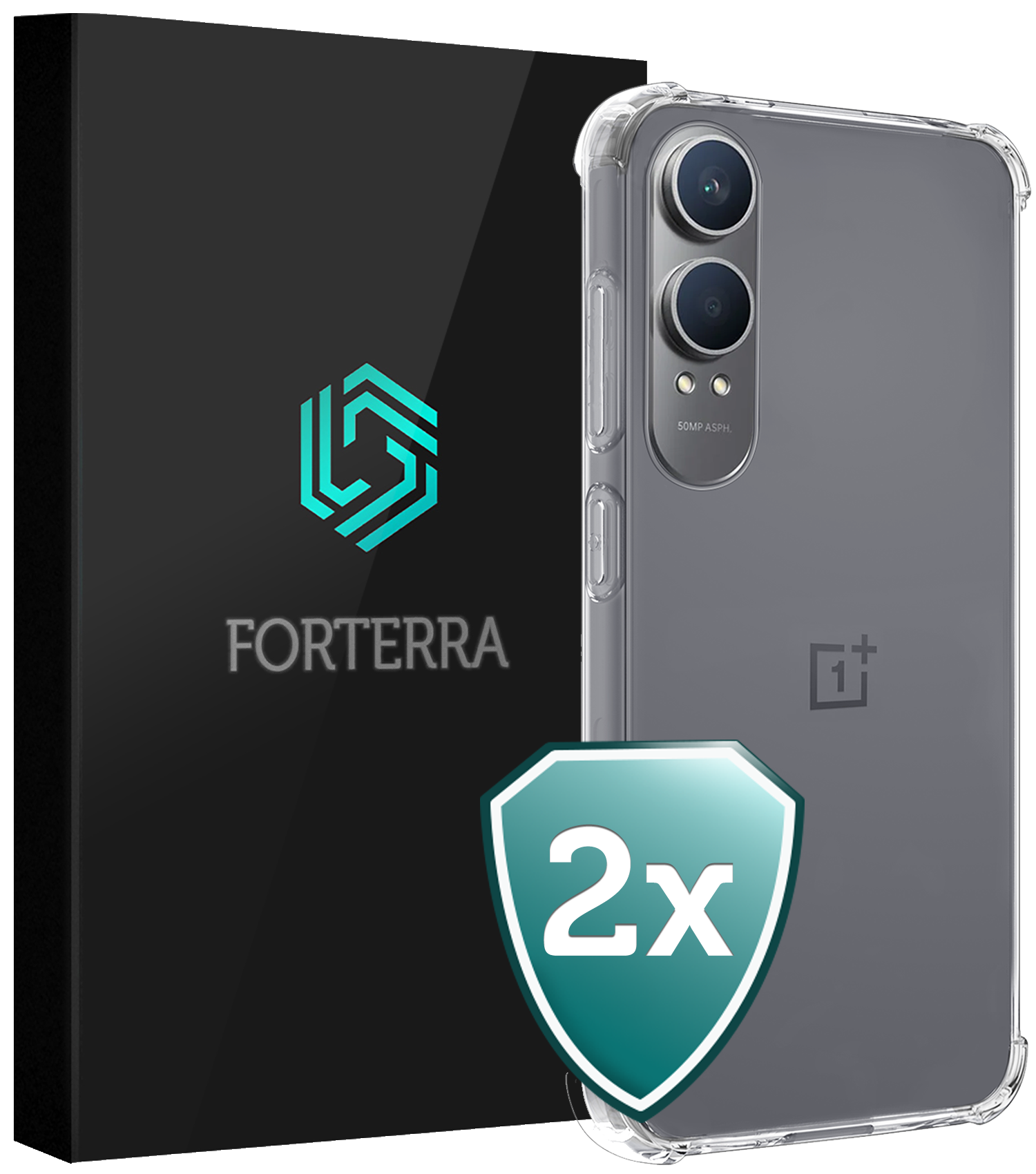 Forterra Hoesje Geschikt voor OnePlus Nord CE4 Lite Hoesje Siliconen Shock Proof Case Hoes - Hoes Geschikt voor OnePlus Nord CE4 Lite Hoes Cover Case Shockproof - Transparant - 2 PACK