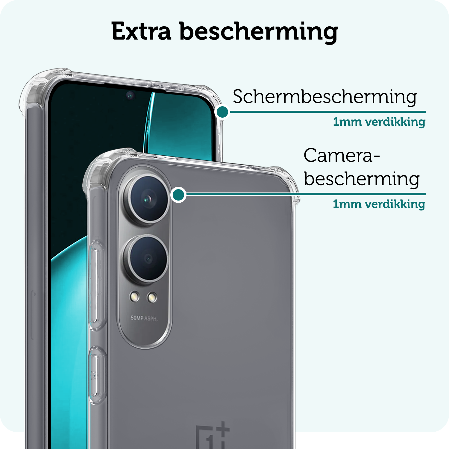 Forterra Hoesje Geschikt voor OnePlus Nord CE4 Lite Hoesje Siliconen Shock Proof Case Hoes Met Screenprotector - Hoes Geschikt voor OnePlus Nord CE4 Lite Hoes Cover Case Shockproof - Transparant