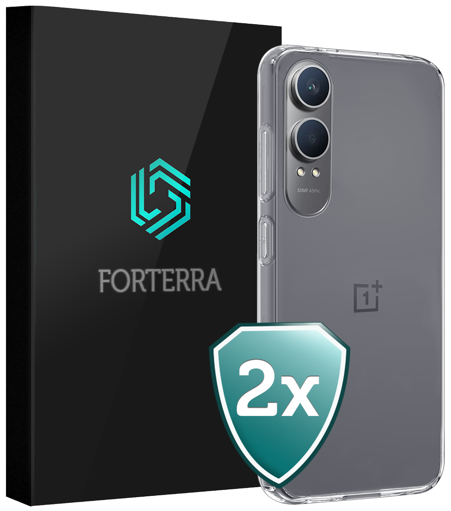 Forterra Hoesje Geschikt voor OnePlus Nord CE4 Lite Hoesje Siliconen Case Hoes - Hoes Geschikt voor OnePlus Nord CE4 Lite Hoes Cover Case - Transparant - 2 PACK