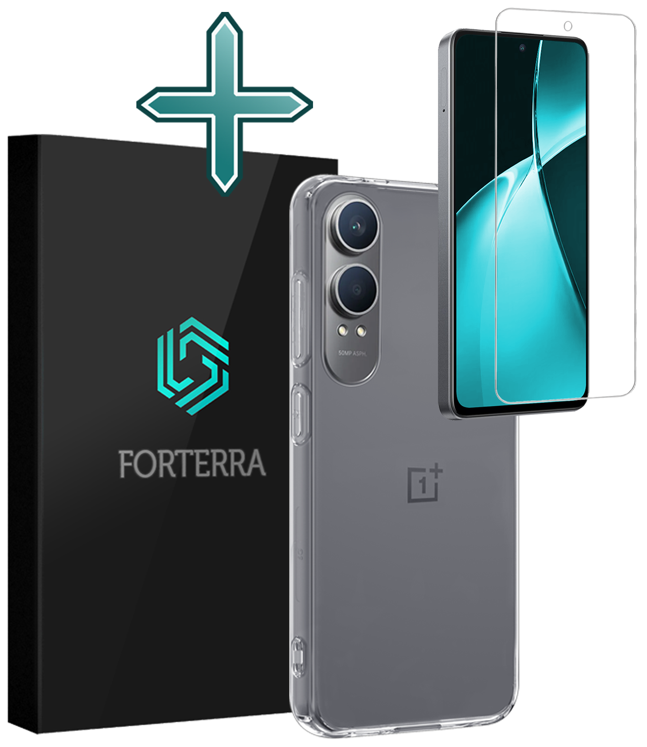 Forterra Hoesje Geschikt voor OnePlus Nord CE4 Lite Hoesje Siliconen Case Hoes Met Screenprotector - Hoes Geschikt voor OnePlus Nord CE4 Lite Hoes Cover Case - Transparant