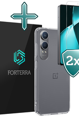 Forterra Hoesje Geschikt voor OnePlus Nord CE4 Lite Hoesje Siliconen Case Hoes Met 2x Screenprotector - Hoes Geschikt voor OnePlus Nord CE4 Lite Hoes Cover Case - Transparant