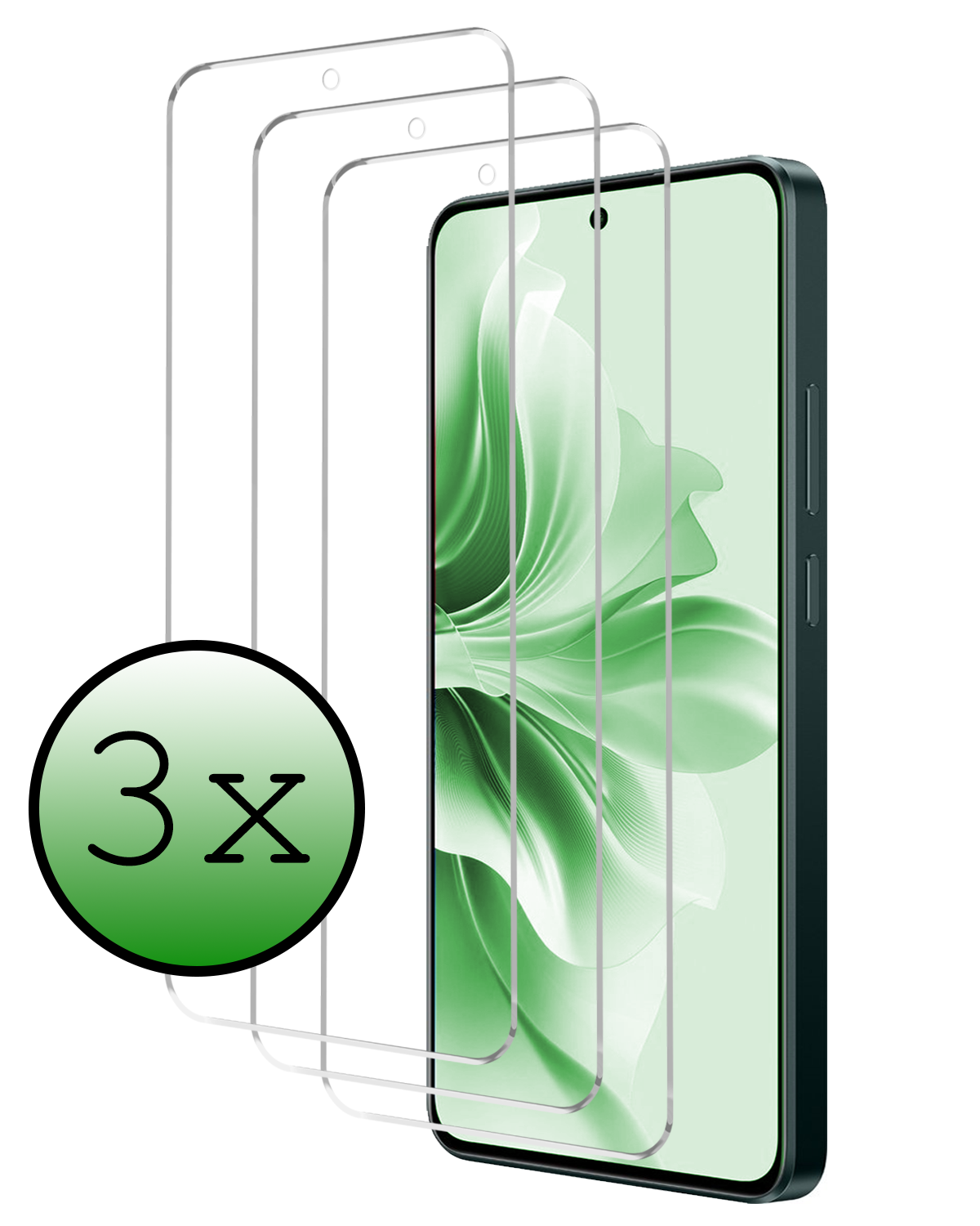 BASEY. Screenprotector Geschikt voor Oppo Reno11 F Screenprotector Glas Gehard Tempered Glass - Screenprotector Geschikt voor Oppo Reno11 F Screen Protector Screen Cover - 3 PACK