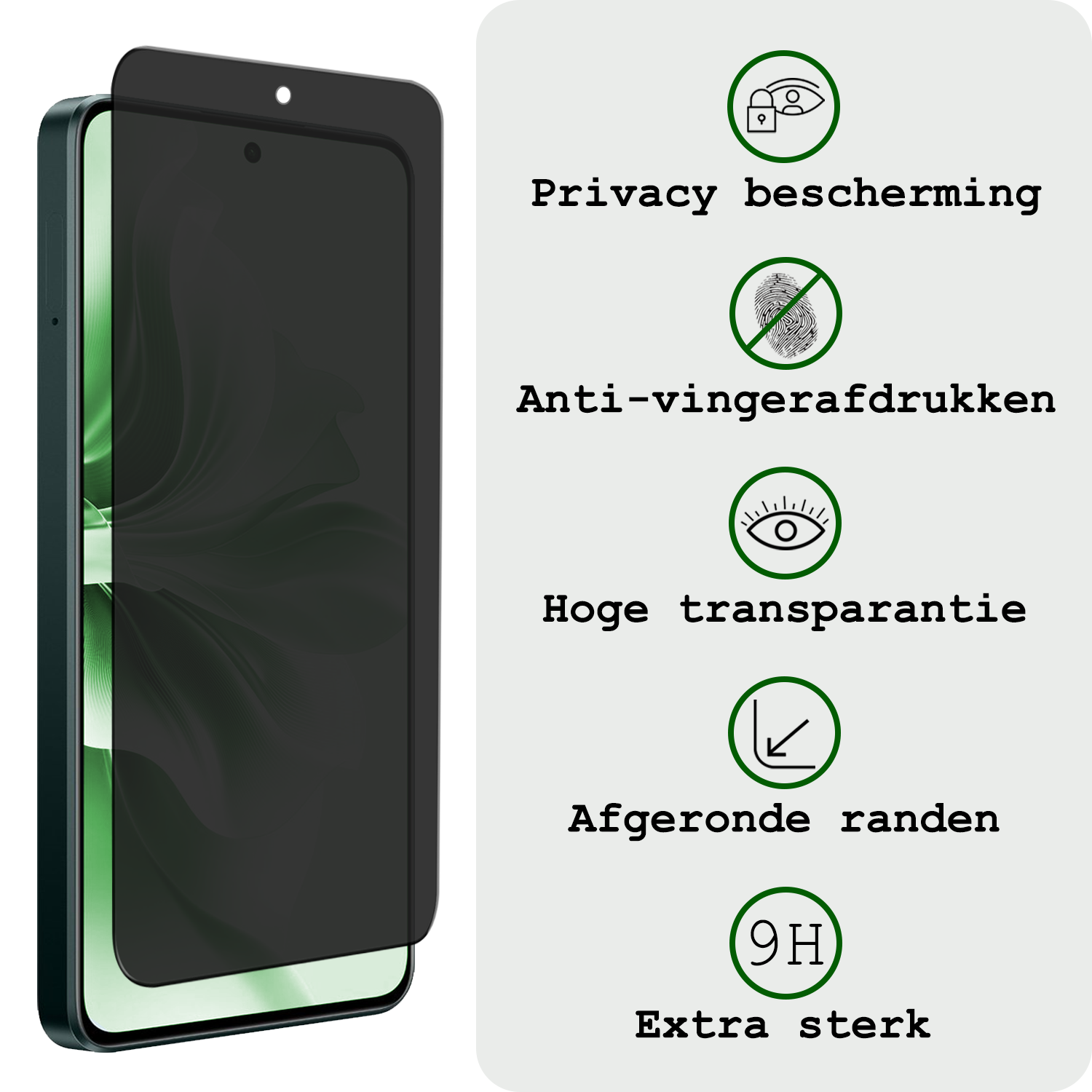 BASEY. Screenprotector Geschikt voor Oppo Reno11 F Screenprotector Privacy Glas Gehard Full Cover - Screenprotector Geschikt voor Oppo Reno11 F Screenprotector Privacy Tempered Glass - 2 PACK