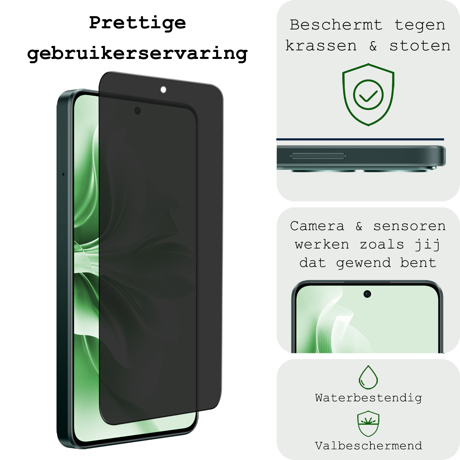 BASEY. Screenprotector Geschikt voor Oppo Reno11 F Screenprotector Privacy Glas Gehard Full Cover - Screenprotector Geschikt voor Oppo Reno11 F Screenprotector Privacy Tempered Glass - 2 PACK