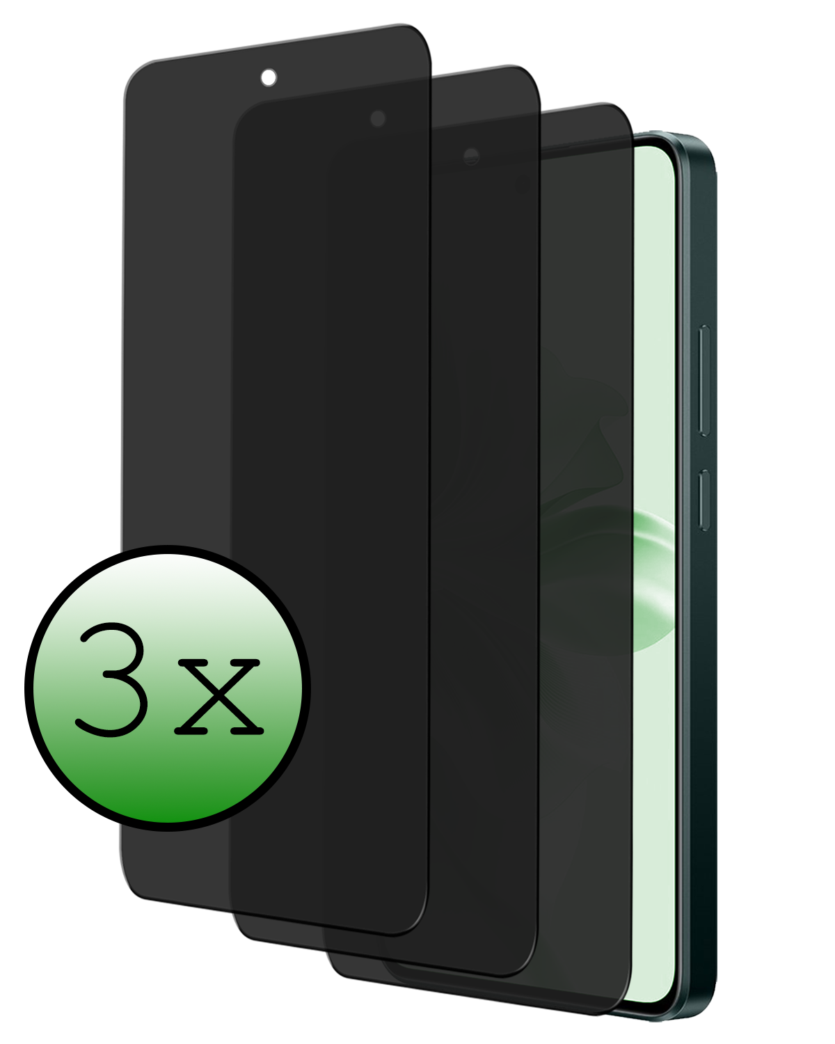 BASEY. Screenprotector Geschikt voor Oppo Reno11 F Screenprotector Privacy Glas Gehard Full Cover - Screenprotector Geschikt voor Oppo Reno11 F Screenprotector Privacy Tempered Glass - 3 PACK