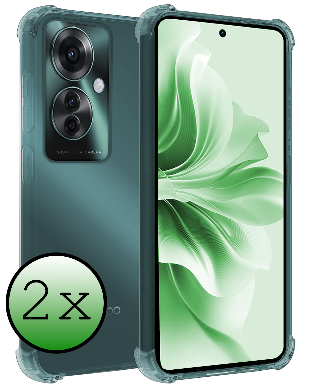 BASEY. Hoesje Geschikt voor Oppo Reno11 F Hoesje Siliconen Shock Proof Case Hoes - Hoes Geschikt voor Oppo Reno11 F Hoes Cover Case Shockproof - Transparant - 2 PACK