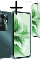 BASEY. Hoesje Geschikt voor Oppo Reno11 F Hoesje Siliconen Shock Proof Case Hoes Met Screenprotector - Hoes Geschikt voor Oppo Reno11 F Hoes Cover Case Shockproof - Transparant