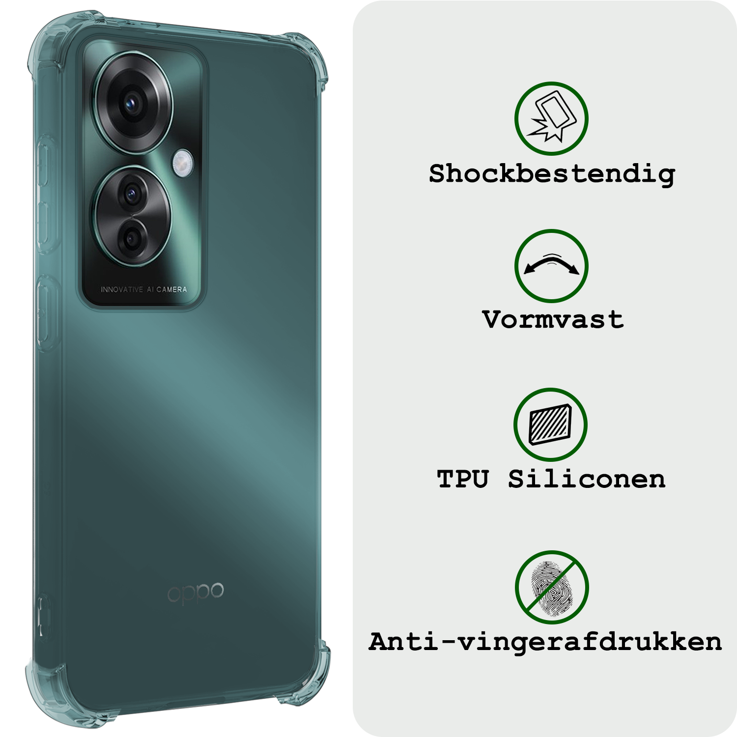 BASEY. Hoesje Geschikt voor Oppo Reno11 F Hoesje Siliconen Shock Proof Case Hoes Met Screenprotector - Hoes Geschikt voor Oppo Reno11 F Hoes Cover Case Shockproof - Transparant